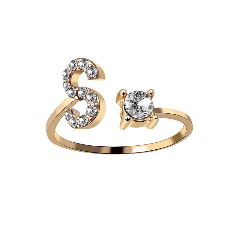 Amazing Design Adjustable 26 Initial Letter Ring Fashion Jewelry For Women Simple Elegant Jewelry