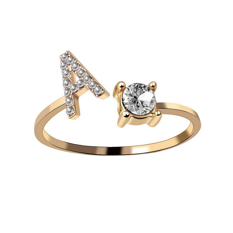 Amazing Design Adjustable 26 Initial Letter Ring Fashion Jewelry For Women Simple Elegant Jewelry