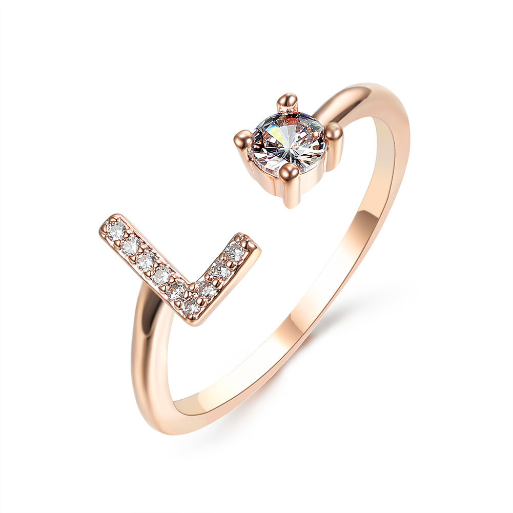 Amazing Design Adjustable 26 Initial Letter Ring Fashion Jewelry For Women Simple Elegant Jewelry